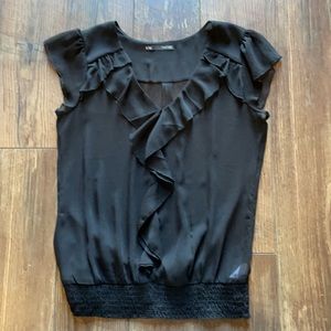 Maurices Black Ruffle Blouse